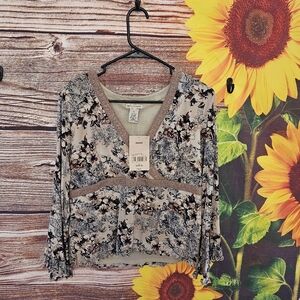 Apostrophe - Floral V-Neck Empire Seam Blouse